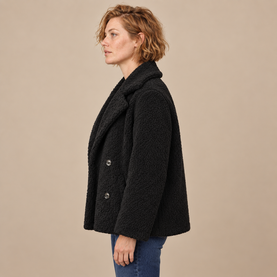 Oversized teddyjas voor dames met reverskraag