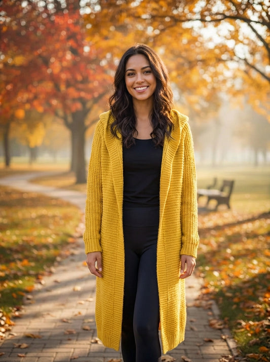 Women’s Cozy Knit Hooded Long Cardigan
