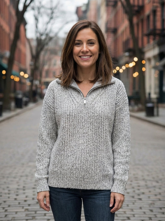 Women’s Cozy Zip-Up Ribbed Sweater